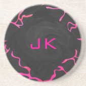 Giraffe Hot Pink en zwarte afdrukken Zandsteen Onderzetter (Voorkant)