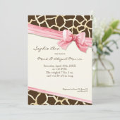 Giraffe Huid Patroon Lint in Bow Baby Girl Foto Aankondiging (Staand voorkant)
