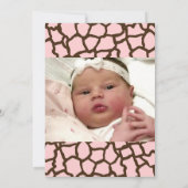 Giraffe Huid Patroon Lint in Bow Baby Girl Foto Aankondiging (Achterkant)