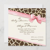 Giraffe Huid Patroon Lint in Bow Baby Girl Uitnodi Kaart (Voorkant)