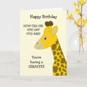 Giraffe Humoureuze Kaart op zaterdag (Gele Bloem)