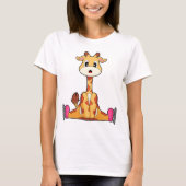 Giraffe Ice skating Ice skates Winter sports T-shirt (Voorkant)