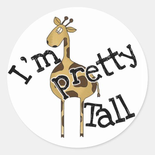 Giraffe Ik ben  lang Ronde Sticker (Voorkant)