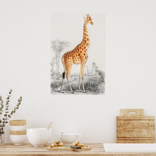 Giraffe Illustratie  Art Print (Keuken)