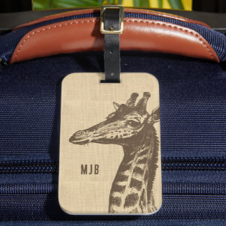  Giraffe Illustratie Gepersonaliseerd Bagagelabel