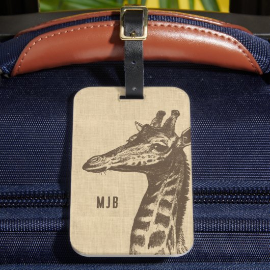 Giraffe Illustratie Gepersonaliseerd Bagagelabel (Voorkant Insitu 2)