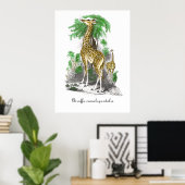  Giraffe Illustratie Giraffa camelopardal Poster (Thuiskantoor)
