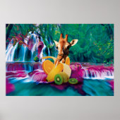 Giraffe in a Banana with orange and Kiwi Fruits Poster (Voorkant)