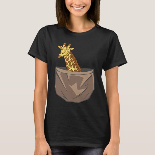 Giraffe In A Pocket Tall Animal Safari T-shirt (Voorkant)