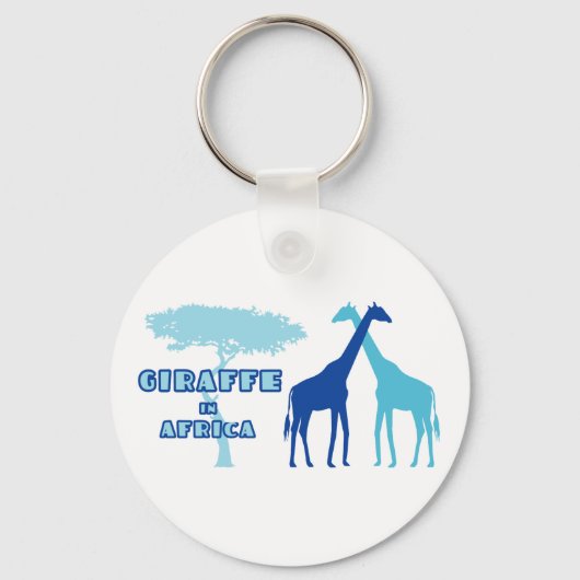 Giraffe in Afrika (Blauw) Sleutelhanger (Voorkant)