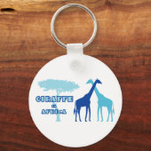 Giraffe in Afrika (Blauw) Sleutelhanger (Voorkant)