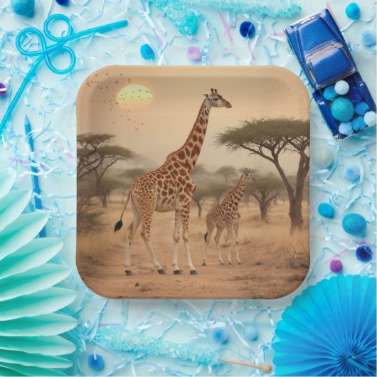Giraffe in Afrika Papieren Bordje (Feest)