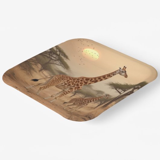 Giraffe in Afrika Papieren Bordje (Gebogen)