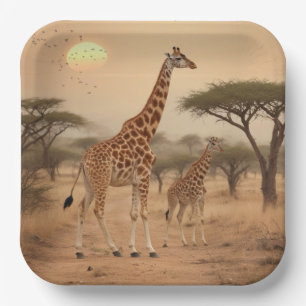 Giraffe in Afrika Papieren Bordje