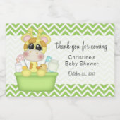 Giraffe in bad Baby shower Dank u Voedselcontainer Etiket (Enkel label)
