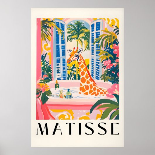 Giraffe in badkuip print Funny Matisse stijl (Voorkant)
