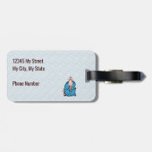 Giraffe in blauwe boys Letter G Giraffe Print Bagagelabel (Achterkant horizontaal)