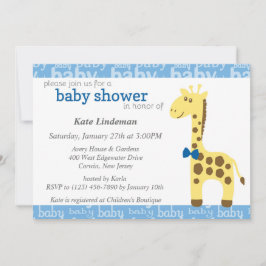 Giraffe in Blue Bow Baby shower voor Boy Kaart
