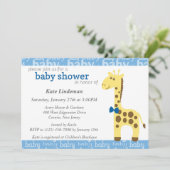 Giraffe in Blue Bow Baby shower voor Boy Kaart (Staand voorkant)