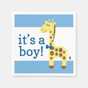 Giraffe in Blue Bow Baby shower voor Boy Servet