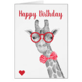 Giraffe in bril en Stropdas van Bow Birthday (Voorkant)