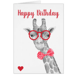 Giraffe in bril en Stropdas van Bow Birthday