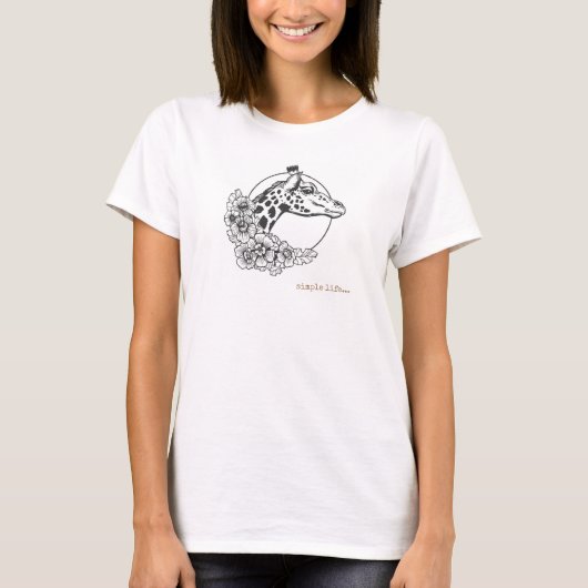 Giraffe in cirkel met bloemen t-shirt (Voorkant)