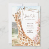 Giraffe in de Afrikaanse Savannah Birthday Party Kaart (Voorkant)