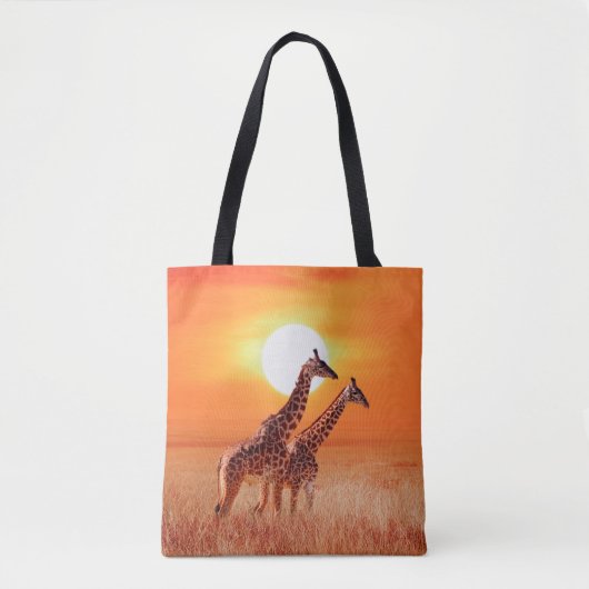 Giraffe in de Afrikaanse savanne tegen de achtergr Tote Bag (Voorkant)