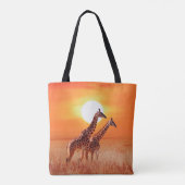 Giraffe in de Afrikaanse savanne tegen de achtergr Tote Bag (Achterkant)