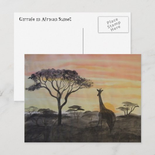 Giraffe in de Afrikaanse Sunset Briefkaart (Voorkant / Achterkant)