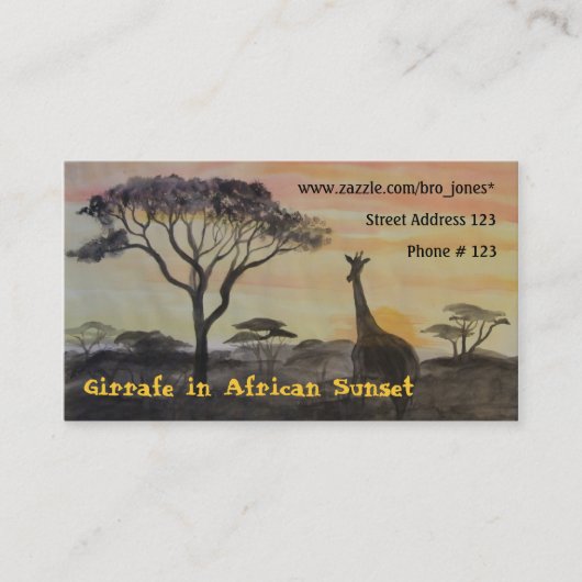 Giraffe in de Afrikaanse Sunset Visitekaartje (Voorkant)