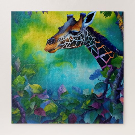 Giraffe in de bomen legpuzzel (Verticaal)