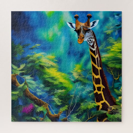 Giraffe in de bomen legpuzzel (Verticaal)