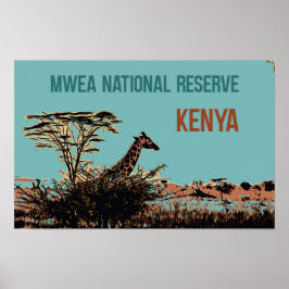 Giraffe in de Mwea National Reserve (Kenia) Poster