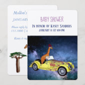 Giraffe in de ruimte Baby shower Invitation Kaart (Voorkant / Achterkant)