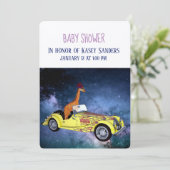 Giraffe in de ruimte Baby shower Invitation Kaart (Staand voorkant)