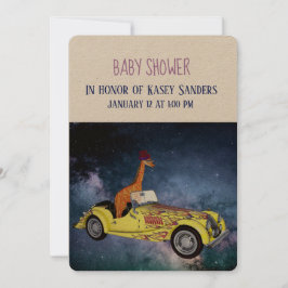 Giraffe in de ruimte Baby shower Invitation Kaart