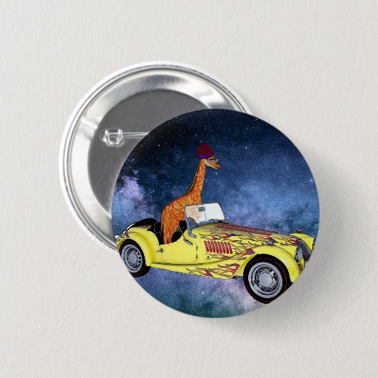 Giraffe in de ruimte Badge Ronde Button 5,7 Cm (Voorkant /achterkant)