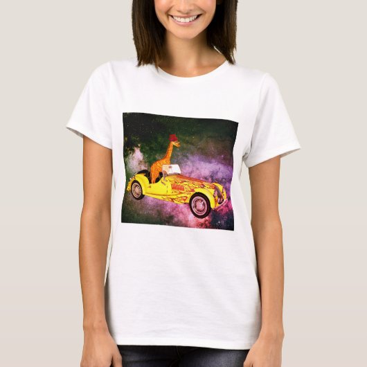 Giraffe in de ruimte Basic T-shirt (Voorkant)