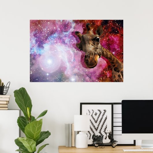 Giraffe...in de ruimte?! Poster (Thuiskantoor)