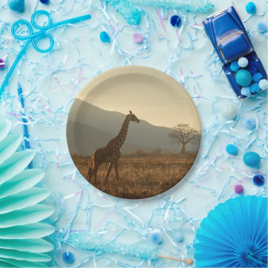 Giraffe in de Savannah Papieren Bordje (Feest)