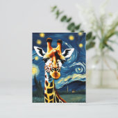 Giraffe in de Sterrennacht Briefkaart (Staand voorkant)