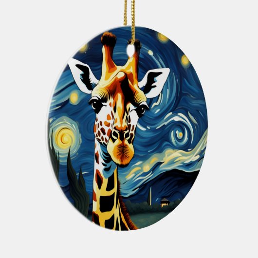 Giraffe in de Sterrennacht Keramisch Ornament (Rechts)