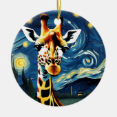 Giraffe in de Sterrennacht Keramisch Ornament (Voorkant)