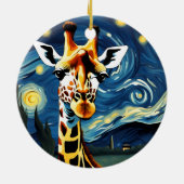 Giraffe in de Sterrennacht Keramisch Ornament (Achterkant)
