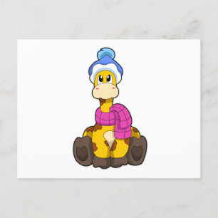 Giraffe in de winter met Scarf en Pet Briefkaart