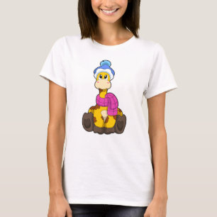 Giraffe in de winter met Scarf en Pet T-shirt