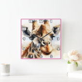 Giraffe in de zon van Afrika Vierkante Klok (Huis)