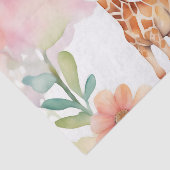Giraffe in een bloemenveld Waterverf Tissuepapier (Detail)